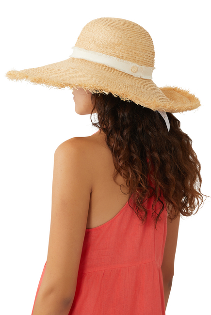 Cape Elizabeth Raffia Wide-Brimmed Frayed Hat
